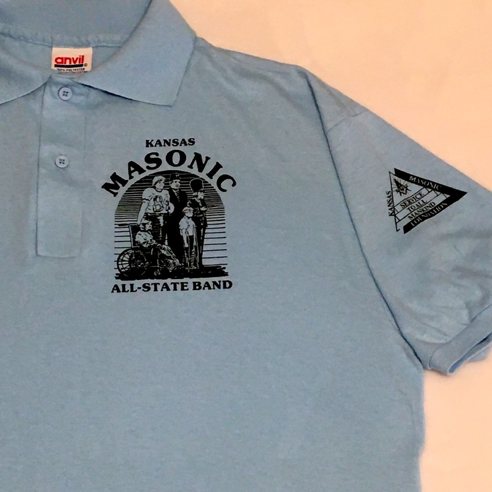 Vintage Kansas All-State Band Team Polo Freemasonry Sponsorship Size Large